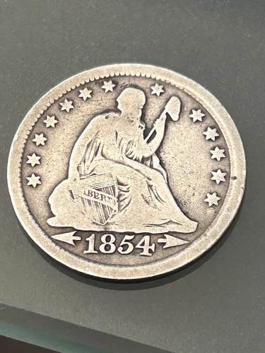 1854 P Mint with ARROWS SEATED LIBERTY QUARTER  Choice VG+ Coin