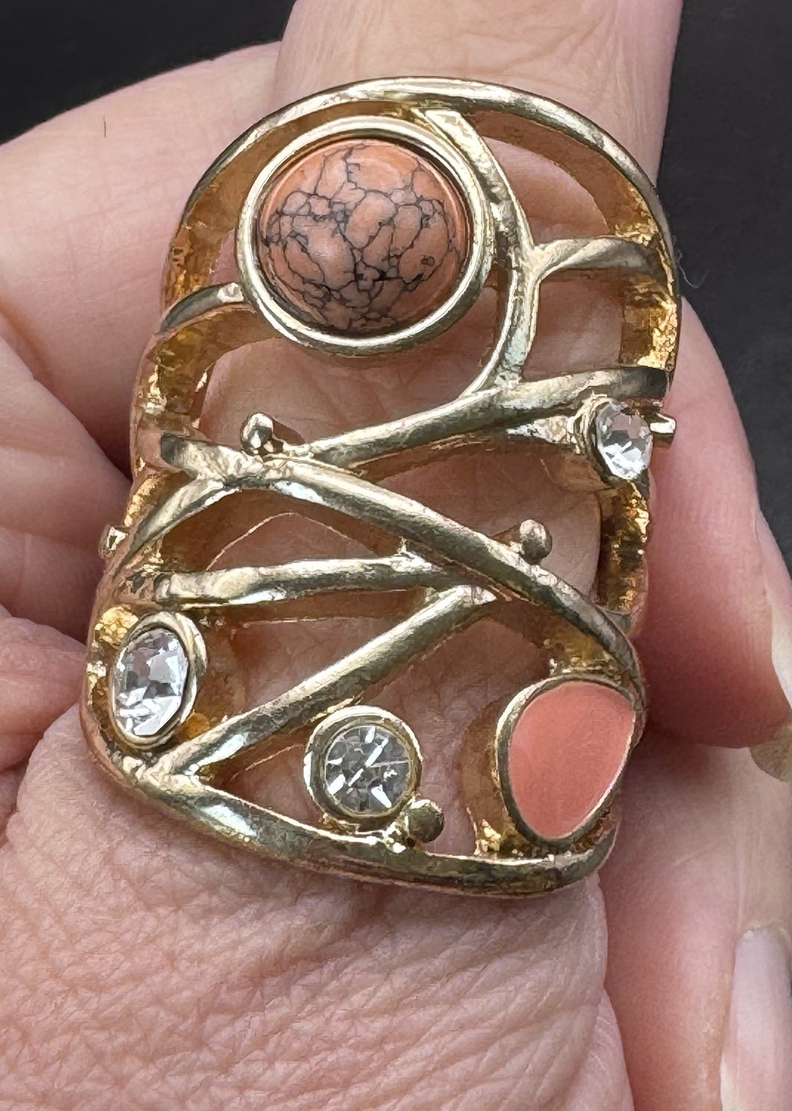 Artisan Abstract Gold tone Statement Ring-mixed S… - image 3