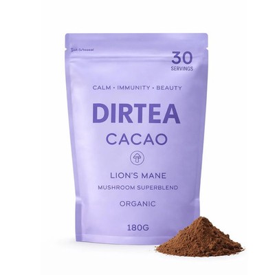 DIRTEA Kakao mit Bio Löwenmähne - 100% Bio Kakao mit MCT & Moringa,