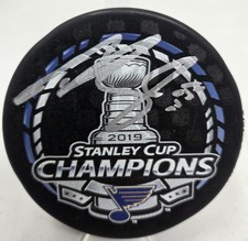 Colton Parayko signed St Louis Blues NHL Logo Puck 2019 Stanley Cup w/ Free Cube