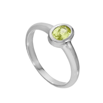 Sterlingsilber & Peridot CZ Kristall oval August Geburtsstein Ring Größen J-U