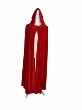 Red Velvet Women  s Long Hooded Cape Costume Regal Renfaire Princess Halloween