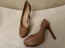 Beige Nine West High Heel Platform D'Orsay Shoes Size 11