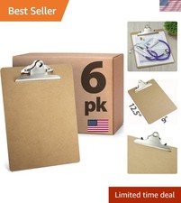 Letter Size Recycled Wood Clipboards - Pack of 6, 9x12.5 Inches, Made in USA