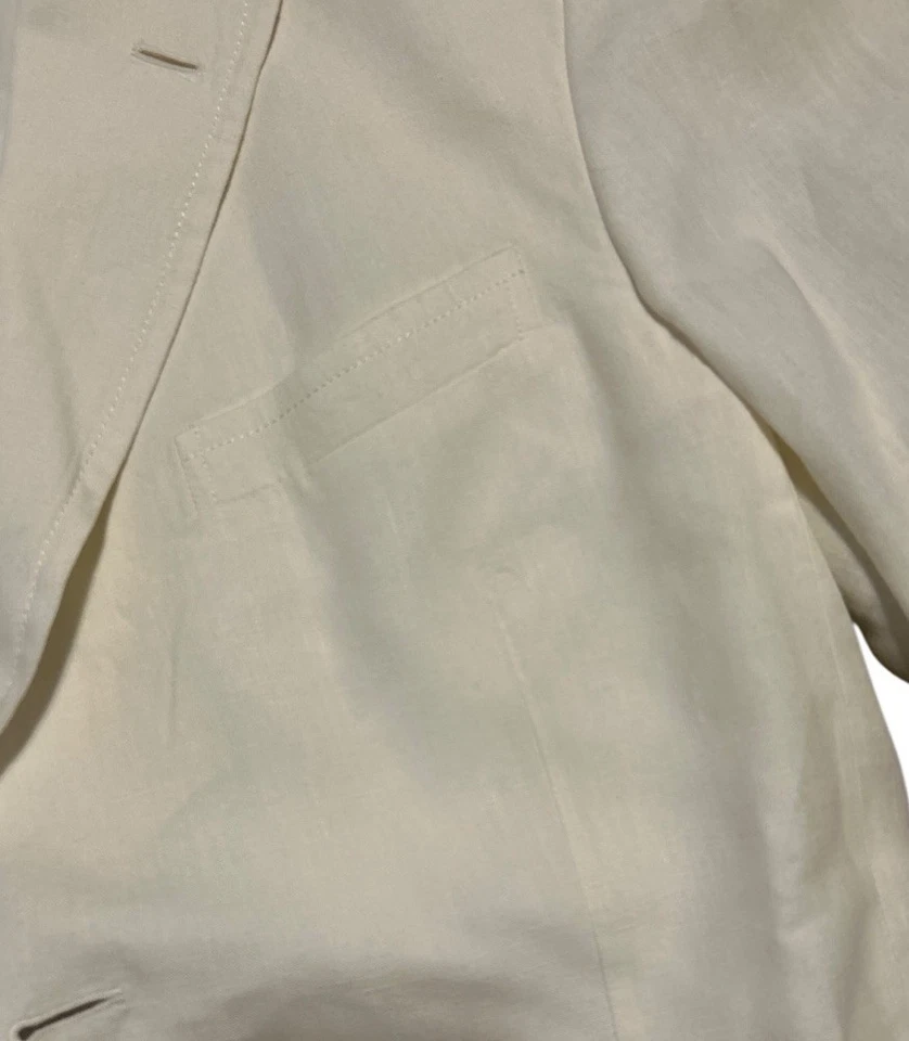 Z Zegna Light 100% Linen Blazer Sport Jacket Mens Size IT54R White 2 Button - Image 3 of 4