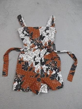 House of Harlow 1960 Romper Womens 6 Brown Floral Linen Blend Belted Pockets