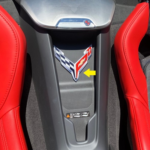 C8 Corvette Waterfall Phone Charging Bay Crossed Flag Emblem - Picture 2 of 8