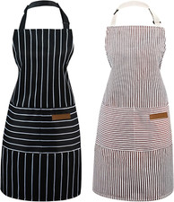 2pcs Apron-Unisex, Adjustable Bib Kitchen Apron, Cooking Chef Apron with Pockets