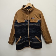 Patagonia Women's Out Yonder Coat Owl Brown Blue Stripe Western Aztec Size Large