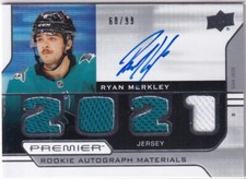 2021-22 Upper Deck Premier Hockey Ryan Merkley Rookie Auto Jersey #68/99