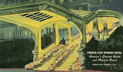 Postcard Early View of French Kick Springs Hotel & Resort in French Lick, IN  R2