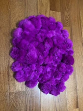 Cejon Womens Purple 80" genuine Rabbit Fur Scarf two pom pom