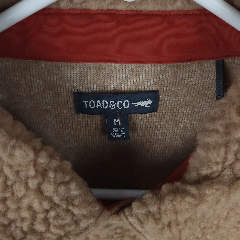 Chaqueta Toad & Co Para Hombre Mediana Marrón Sherpa Polar Bolsillos con Cuello con Botones a Presión Foto 4 de 4