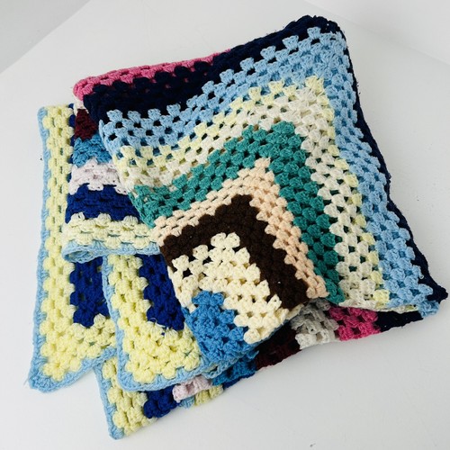 Crochet blanket Throw Granny Squares Handmade Large 64” X 64” Rainbow 60s 70s - Picture 2 of 24