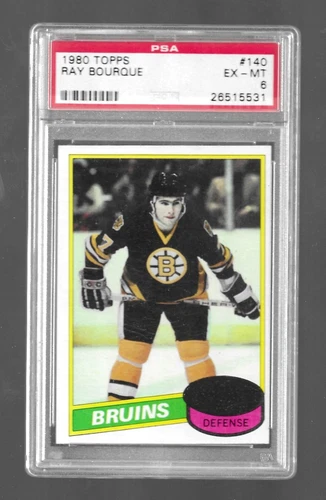 RAY BOURQUE-BOSTON BRUINS! 1980-81 Topps ROOKIE RC UNSCRATCHED # 140 PSA 6