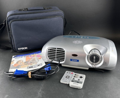 Epson PowerLite S1+ EMP-S1H LCD Projector with Bulb Remote Case Tested Working