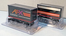 Set/2 Black Aurora AFX slot car Pup Trailer Tandem - Vintage labels