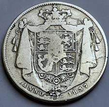 1837 King William IV Half Crown Fine 0.925 Sterling Silver Coin