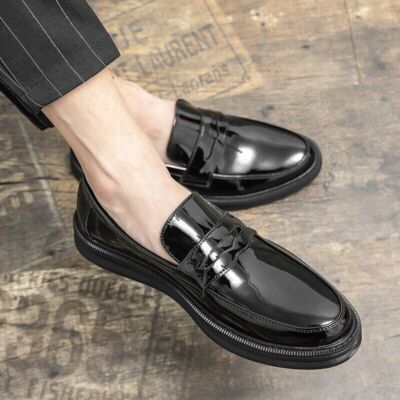 Men's Loafers Men's Dress Wedding Dress Shoes Black Leather