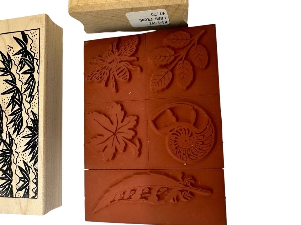 全新 秋季 Autum Leaves Bee 木制橡胶邮票 制作剪贴簿 制作 — 第 3/4 张图片