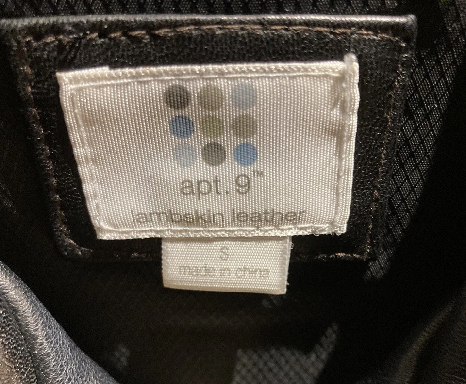 Apt. 9 женщин 100% из овчины кожаная куртка воротник молнии спереди размер маленький черный - Изображение 3 из 4