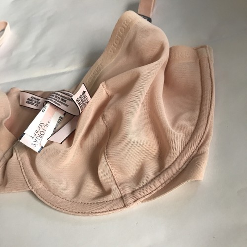 Victorias Secret Bra 34ddd Peach Wired T Shirt No Padding Mesh Soft Velvet Strap - Picture 2 of 7