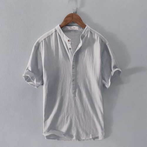 New Summer Minimalist Cotton and Linen Casual Men's Shirt - Picture 11 of 17