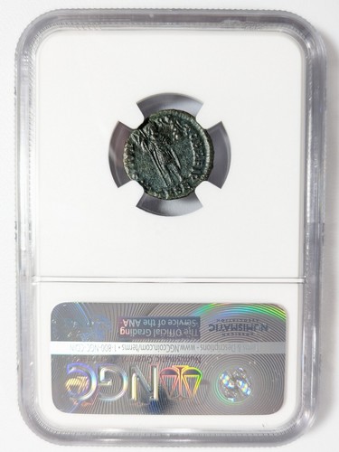 Valentinian I Roman Empire NGC AU 364-375 AD AE3 Nummus Soldier Standard Ancient - Picture 3 of 16