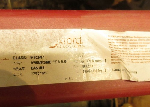 ER347 1/16" x 18" 1 lb 347 Oxford Alloys Welding Rods Sticks . (We8) - Picture 3 of 3