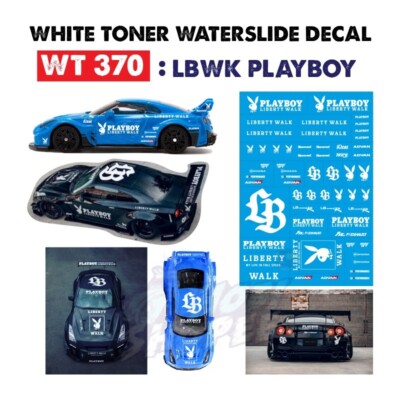 WT370 White Toner Waterslide Decals # LBWK PLAYBOY #Custom 1:64 Diecast ...