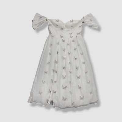 $648 Dress The Population Women's White Silk Butterfly Reagan Dress Size Medium