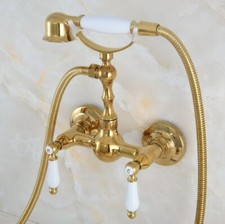 Luxury Gold Solid Brass Bathroom Faucet Bath Hand Spray Shower Mixer Taps 2na843