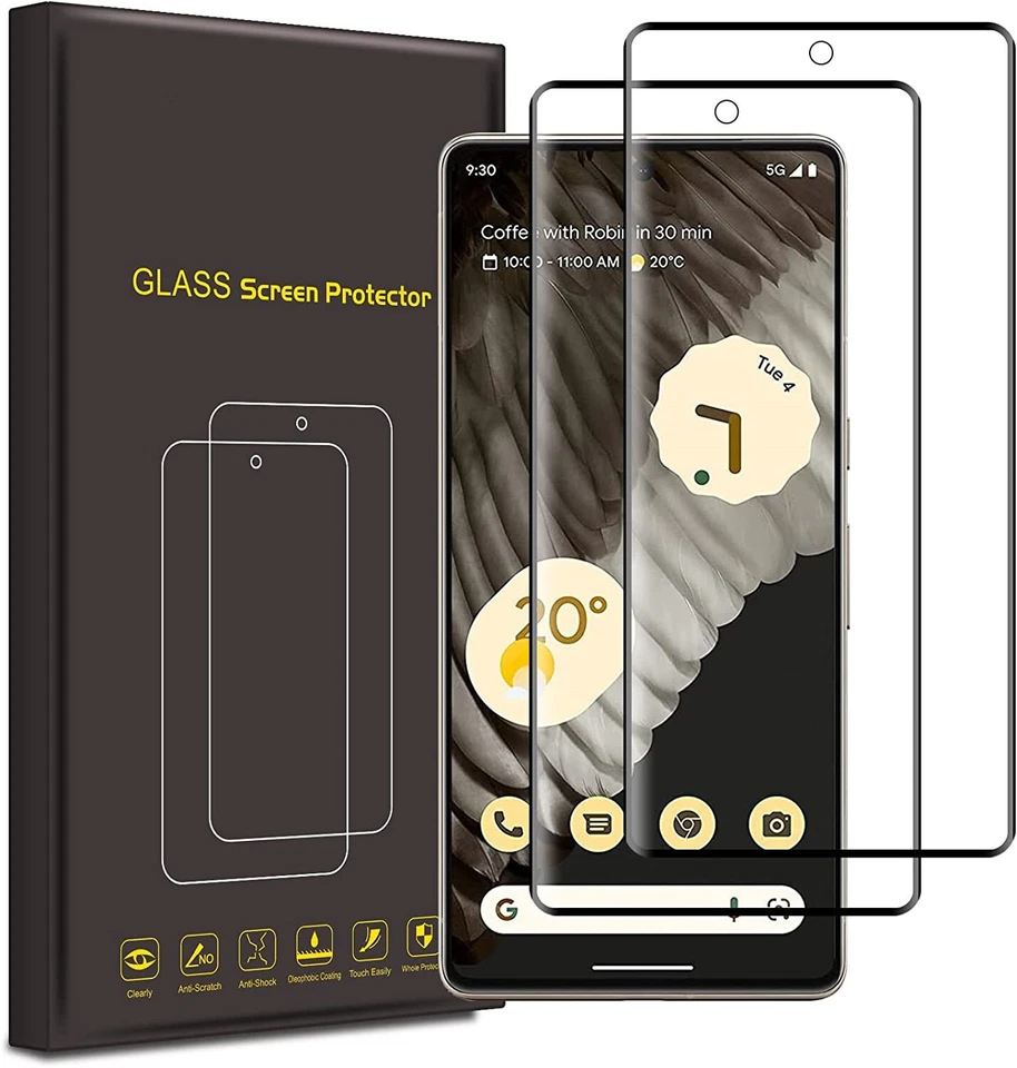 2 Pack For Google Pixel 7 Pro Tempered Glass Screen Protector Full Cover