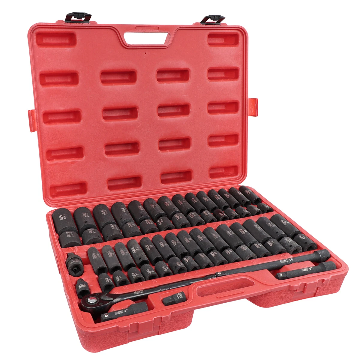 ABN 65 Piece Impact Socket Set 1 2in Drive Shallow and Deep Socket Set