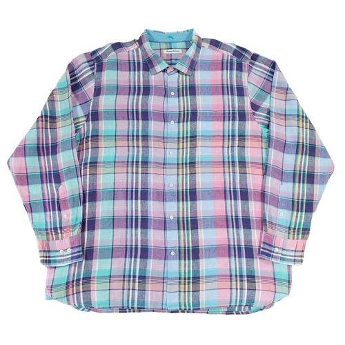Tommy Bahama 100% Leinen Hemd Herren 3XL bunt kariert Langarm Strand XXXL