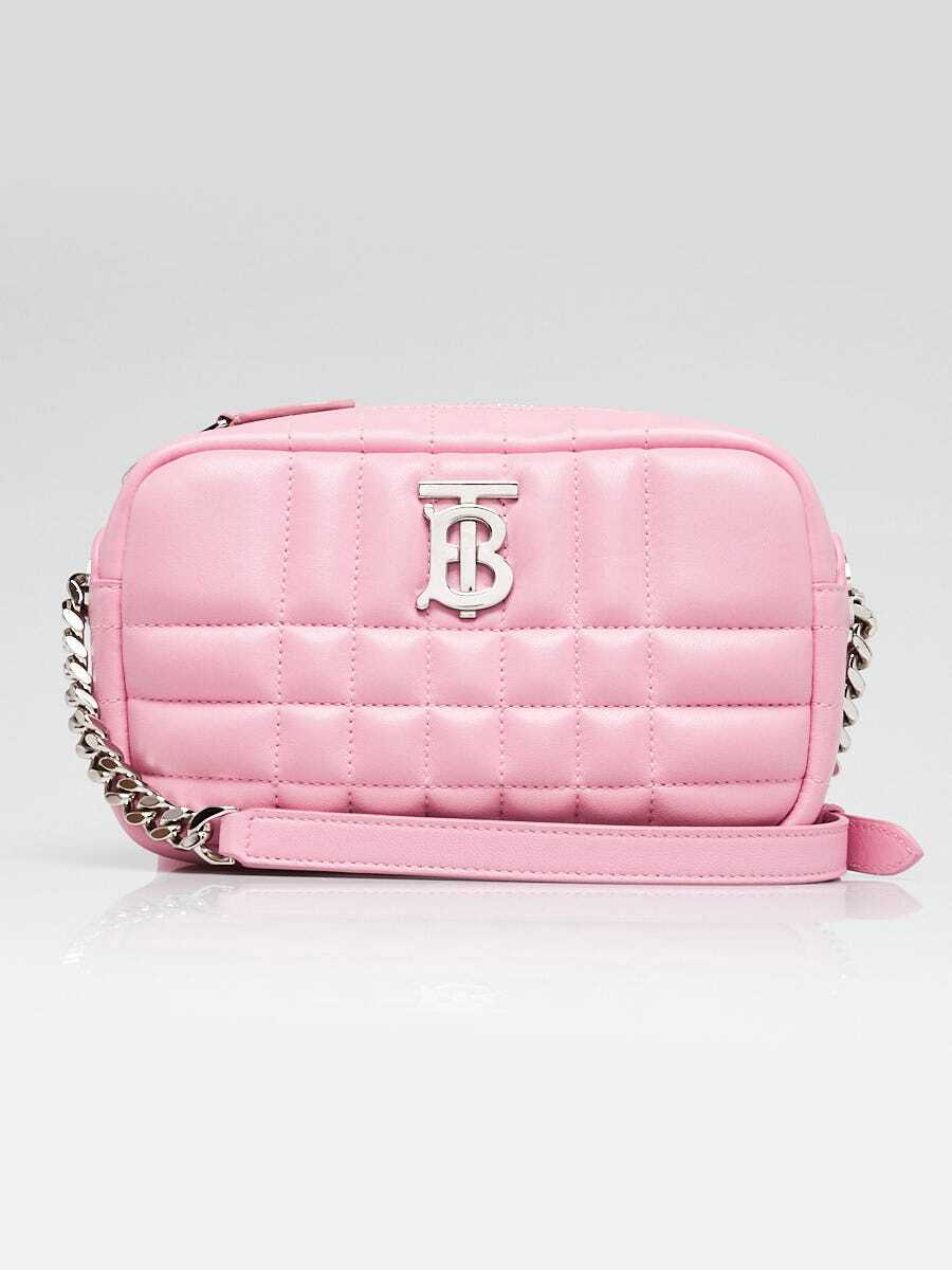 BURBERRY★関税込 レザー Lola ミニ カメラ・ショルダーバッグ Burberry Primrose Pink Quilted Lambskin Leather Lola Mini