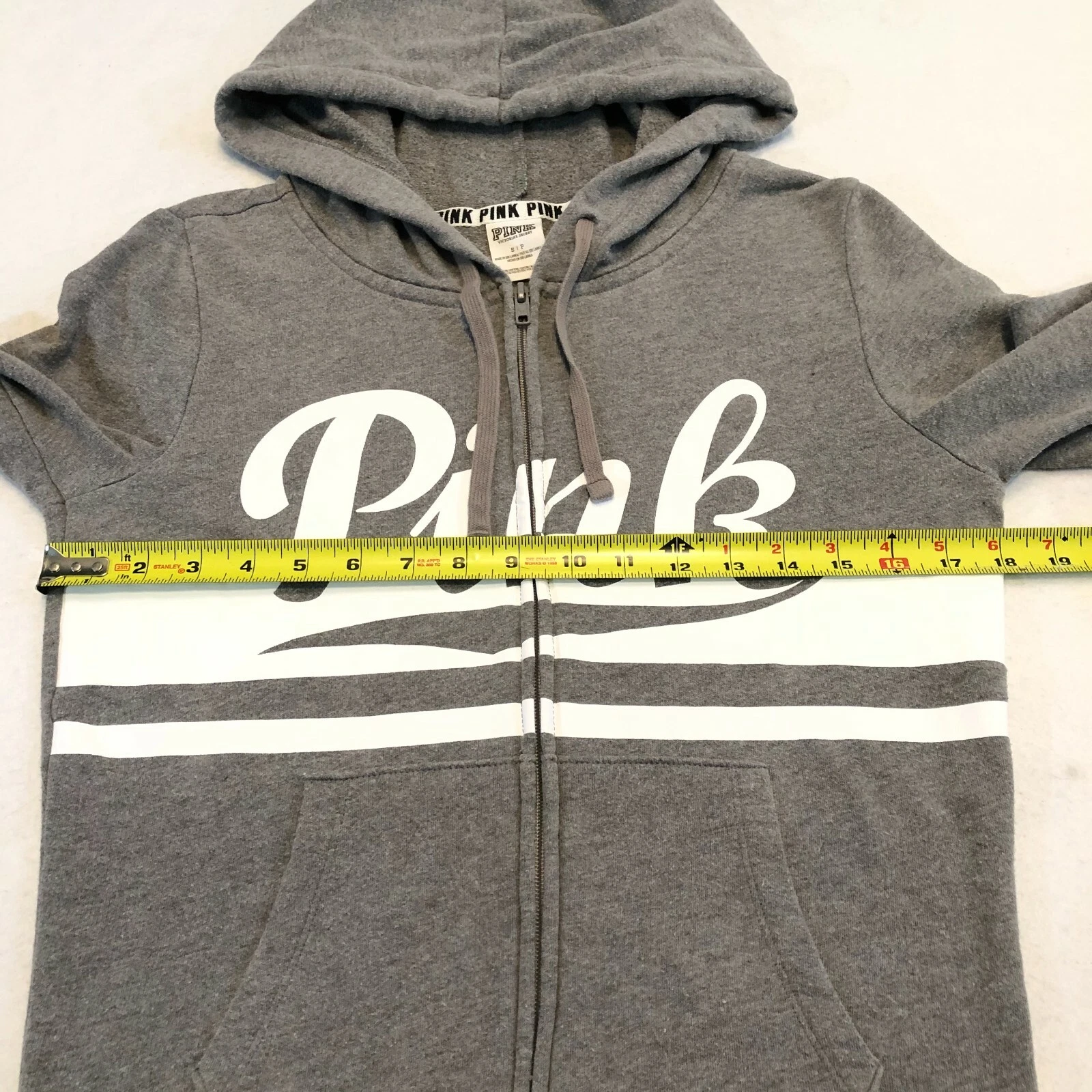 UNDERCOVER Felpa con cappuccio rosa cerniera intera Victoria Secret donna taglia S grigio erica
