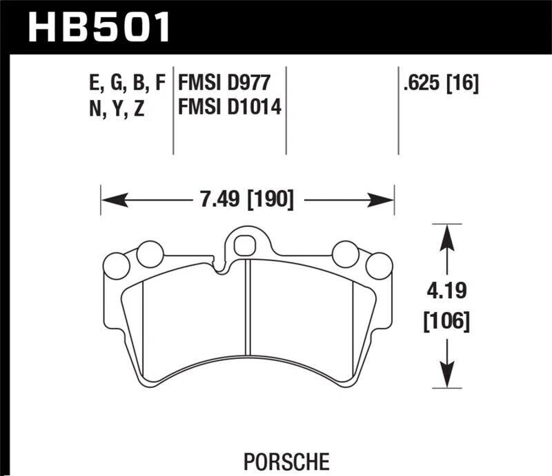 Hawk HB501F.625 HPS Front Brake Pads for 2003–2015 Audi Q7/Porsche Cayenne/VW - Image 2 of 4