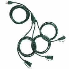 DEWENWILS Outdoor Extension Cord 1 to 3 Splitter 3 Prong Outlets Weatherproof