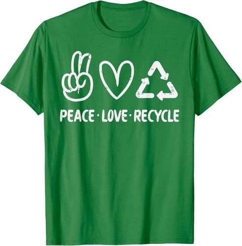 Peace Love Recycle Earth Day Recycling Hippie Men Women Kids T-Shirt Hoodie - Picture 6 of 6