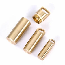 Waterproof Bottle Holder Brass Container Keychain Medicine Capsule Pill Box Case
