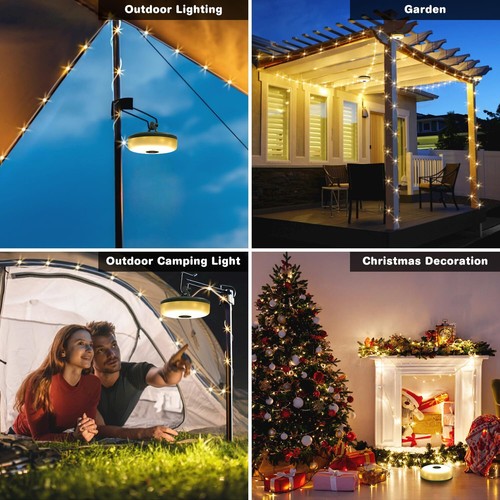 Cadena de luces LED portátiles recargables de 33 pies para camping tiendas de campaña luces de hadas - Imagen 6 de 12