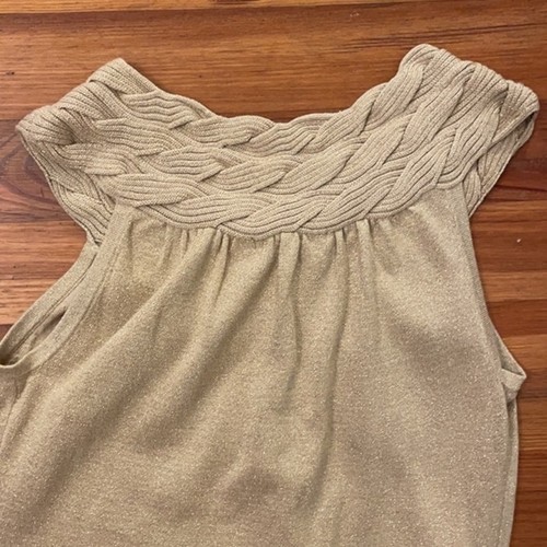 C'est City an August Seide Gold Pullover Damen Large Baumwolle Ärmellos Strick NEU - Bild 11 von 11