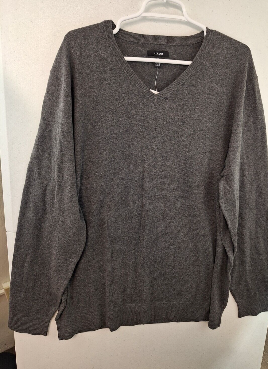 Alfani Men's 2XL Charcoal Heather V Neck Sweater NWT $50 | eBay