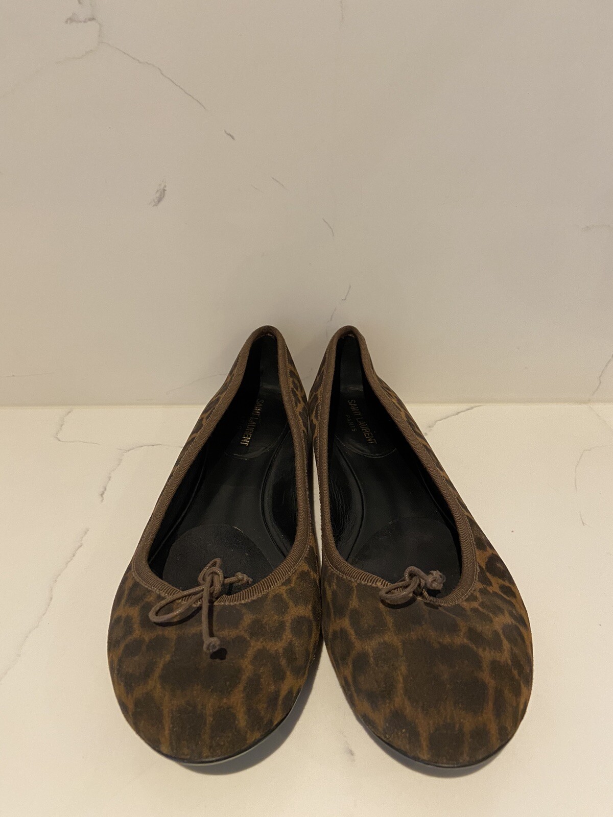 Ballerina piatta in pelle di vitello stampa leopardata Saint Laurent taglia 41 5 US 11 5
