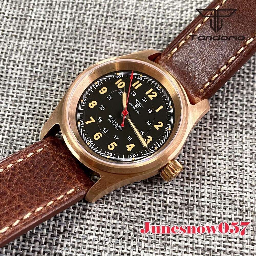 Cassa Orologio Tandorio 39mm Bronzo Cusn8 &ndash; Vetro Zaffiro, Per NH35 NH36, 200m