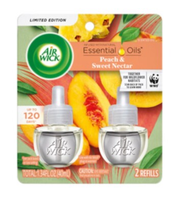  AIR WICK Scented OIL REFILLS PEACH & SWEET NECTAR PLUG IN