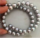 18" Gorgeous AAA+ 10-11mm natural South Sea GRAY ROUND Pearl Necklace 14k Gold