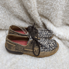 Twisted X Distressed Leopard Print Driving Moccasins sz 6