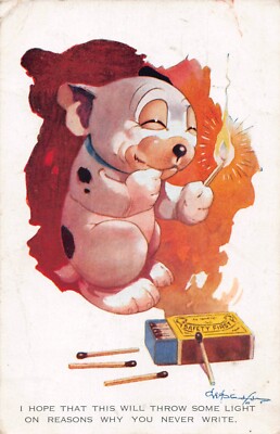 POSTKARTE COMIC BONZO STREICHHÖLZER WERFEN ETWAS LICHT # 1372